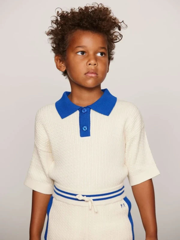 Mini Rodini cable knit polo organic cotton