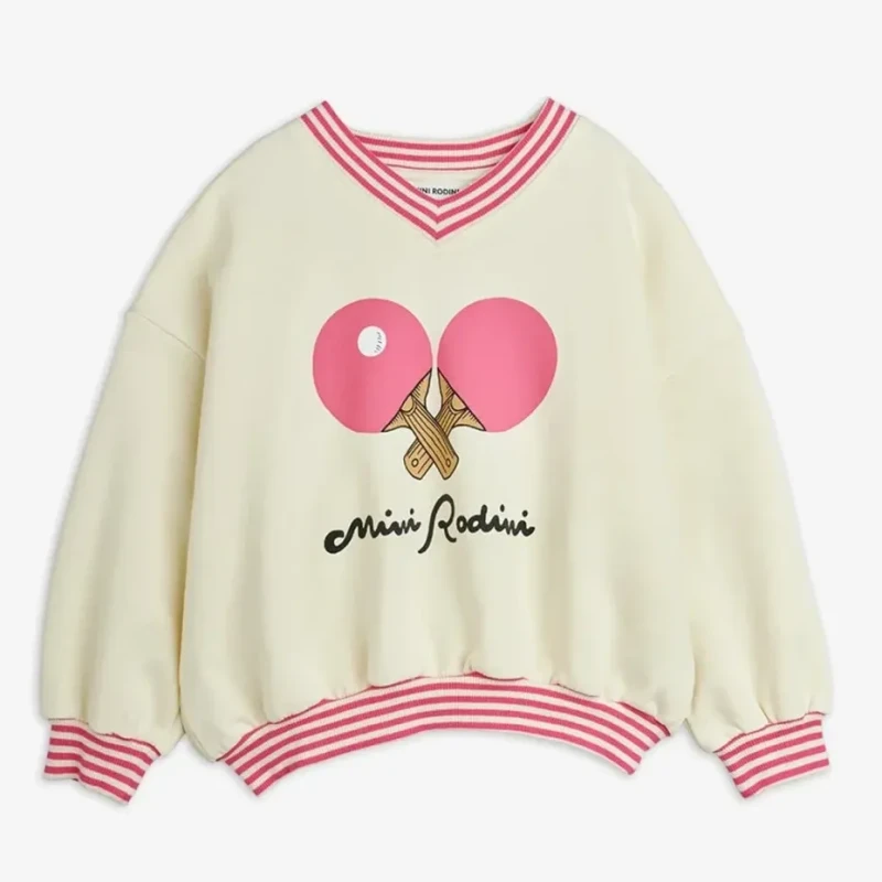 Mini Rodini Table Tennis Striped Rib Sweatshirt