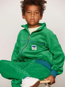Mini Rodini Table Tennis Patch Terry Cardigan – zielona bluza dziecięca zip organic cotton GOTS