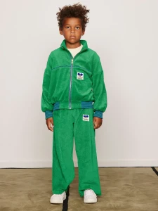 Mini Rodini Table Tennis Patch Terry Sweatpants Green – spodnie dziecięce terry GOTS