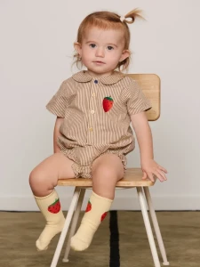 Mini Rodini Poplin Woven Bodysuit Strawberry – body niemowlęce z bawełny organicznej GOTS