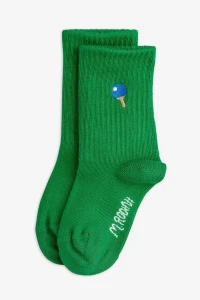 Mini Rodini Racket 1-Pack Socks Green – dziecięce skarpetki z bawełny organicznej GOTS