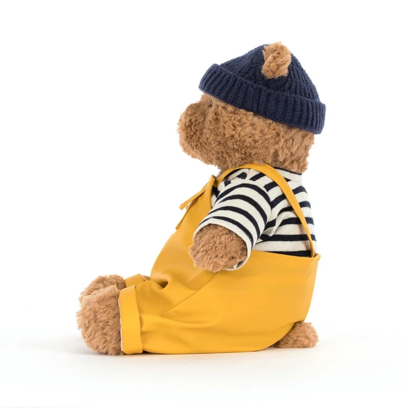 Miś Jellycat w żółtych ogrodniczkach i granatowej czapce