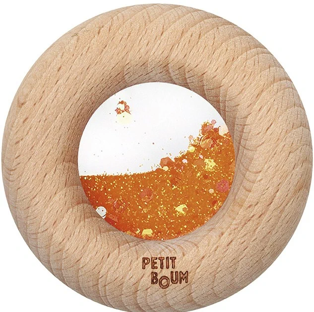 Drewniana zabawka sensoryczna Donut Calm Pomarańczowy Petit Boum