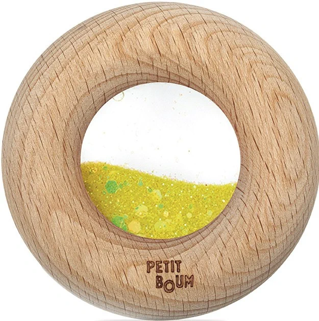 Drewniana zabawka sensoryczna Donut Calm Żółty Petit Boum