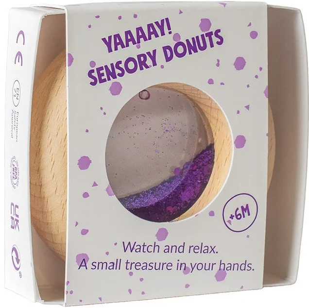 Drewniana zabawka sensoryczna Donut Calm Fioletowy Petit Boum