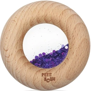 Drewniana zabawka sensoryczna do rączki Donut Calm Fioletowy 6 m+ Petit Boum 85792