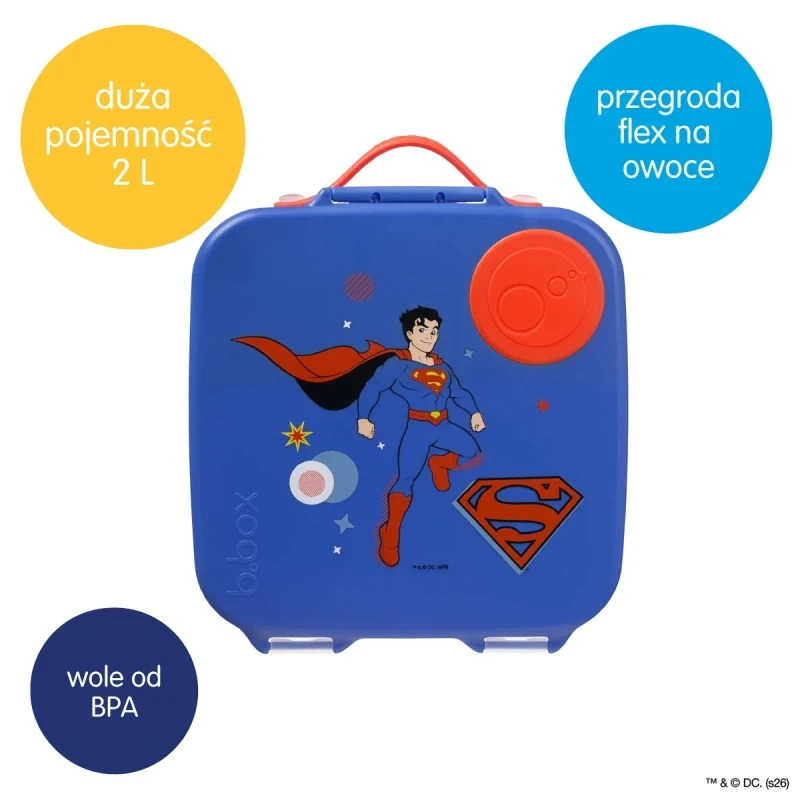 Śniadaniówka szkolna Superman by b.box z dużą pojemnością 2 litry