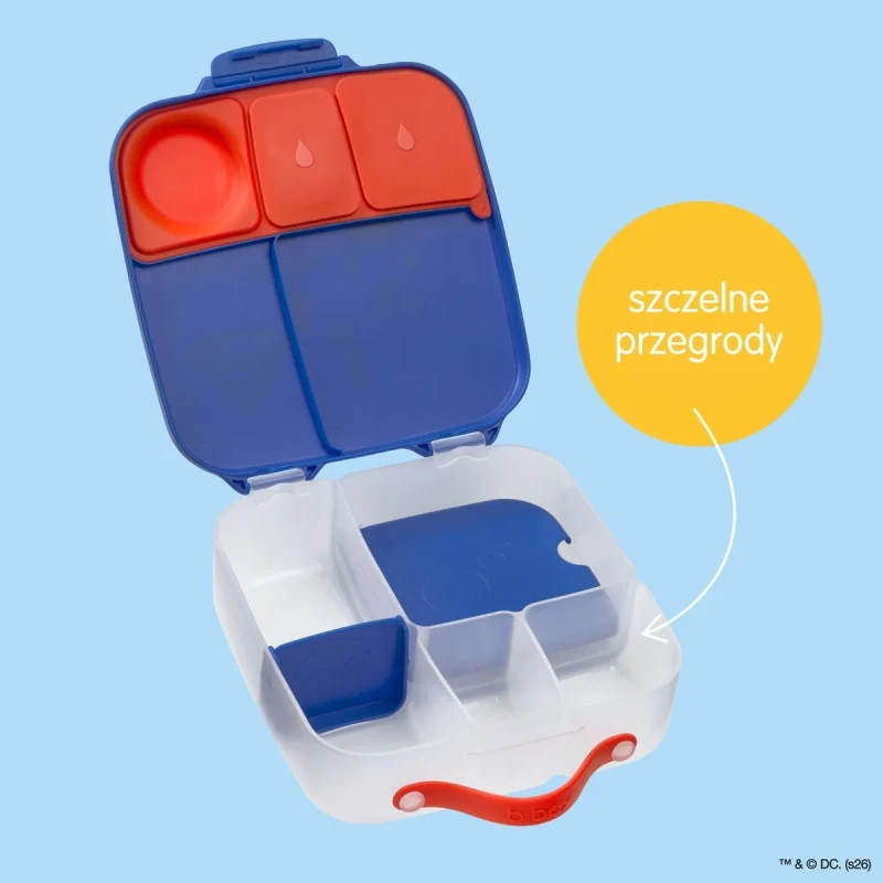 Szczelny lunchbox dla dzieci b.box z silikonowymi uszczelkami i przegródkami