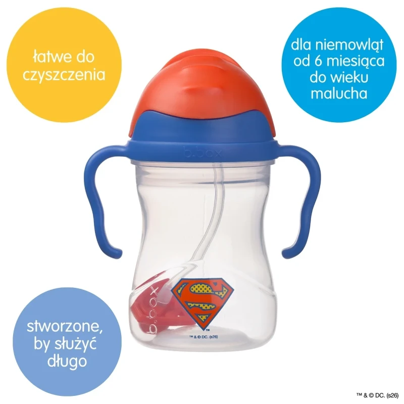 Kubek treningowy ze słomką Superman by b.box
