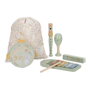 Zestaw drewnianych instrumentów zielony Safari Friends FSC 0 m+ Little Dutch LD7473
