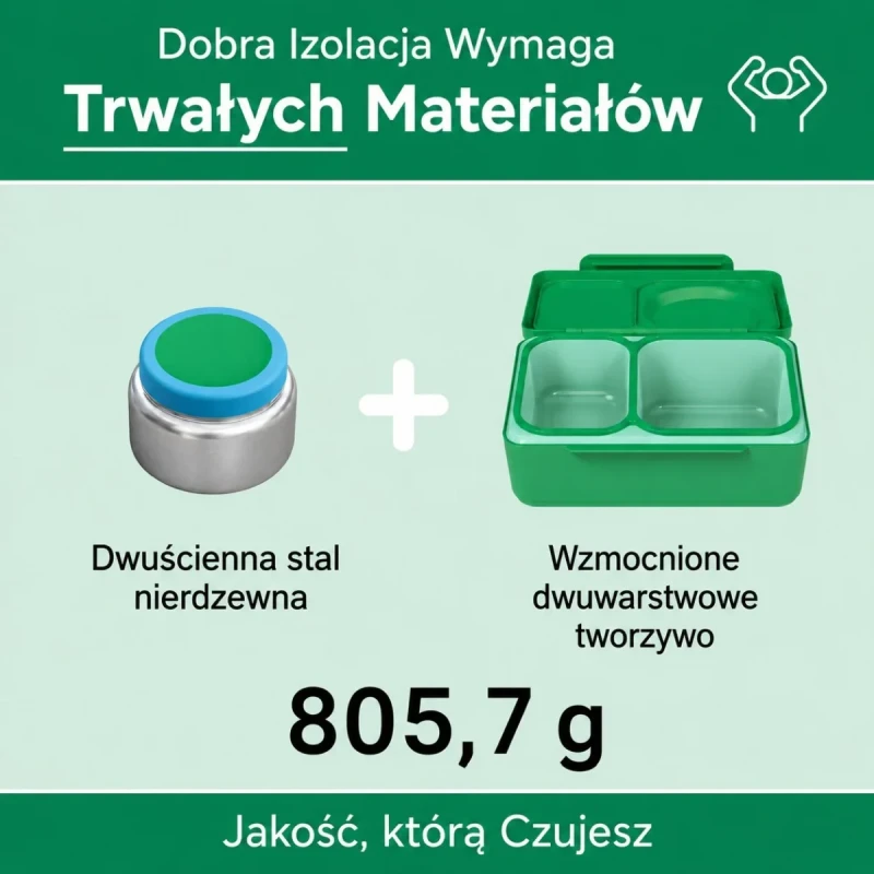Lunchbox z termosem OmieBox Up wykonany ze stali nierdzewnej