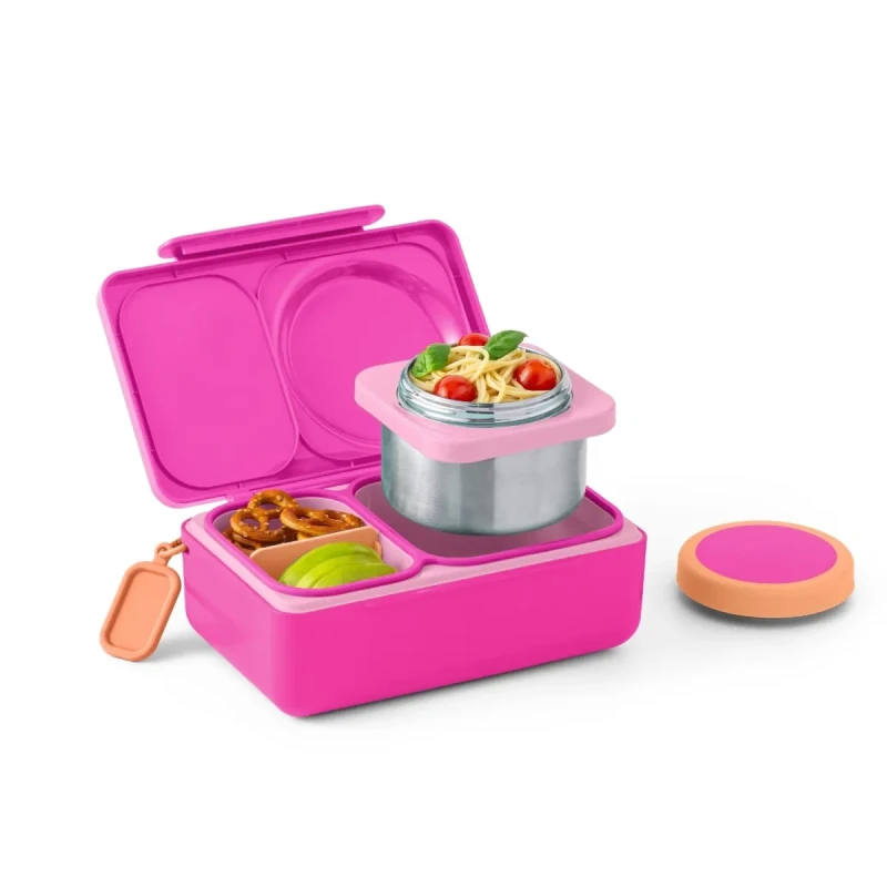Różowy lunchbox OmieBox Up z wyjmowanym termosem 355 ml