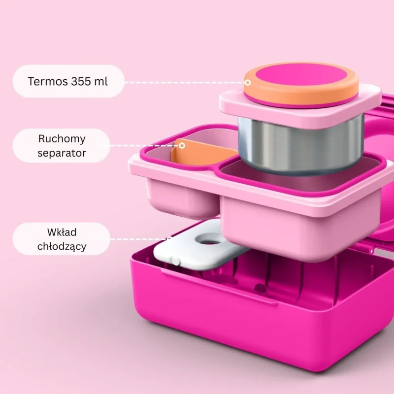 OmieBox Up Pop Pink szczelny lunchbox do szkoły i pracy