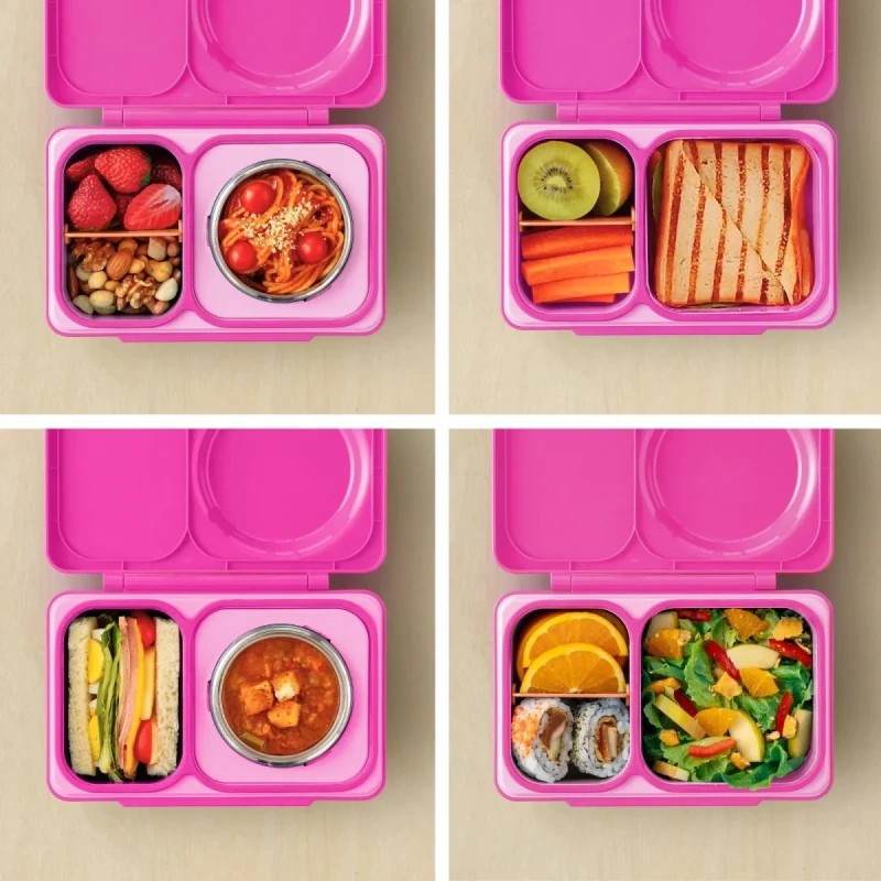 Przykładowe posiłki w lunchboxie OmieBox Up Pop Pink