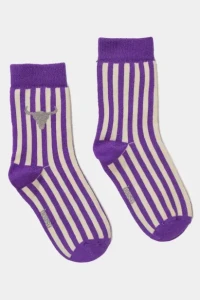 Skarpetki 604 STRIPED BISON SOCKS PURPLE/ECRU/GRAYMELANGE booso