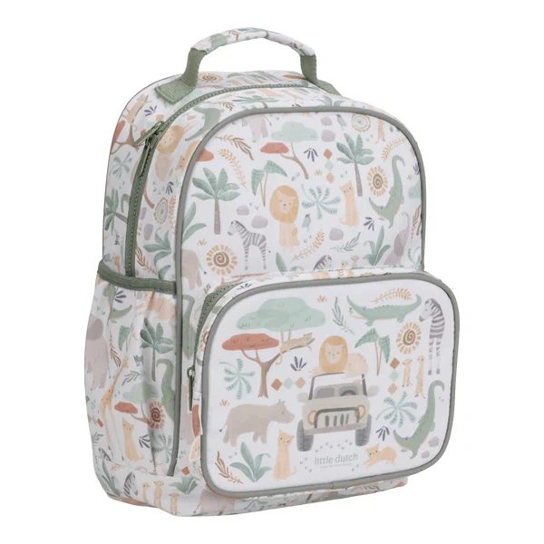 Plecak 35 cm Safari Friends Little Dutch z motywem zwierząt safari