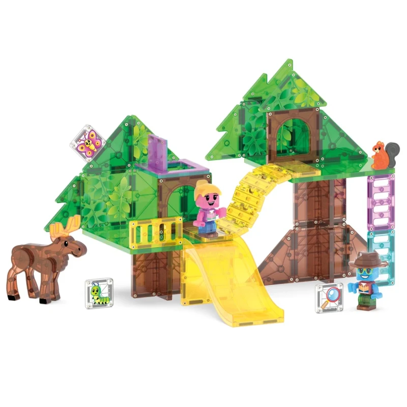 Klocki magnetyczne Tree Top Adventure z figurkami odkrywców i łosiem