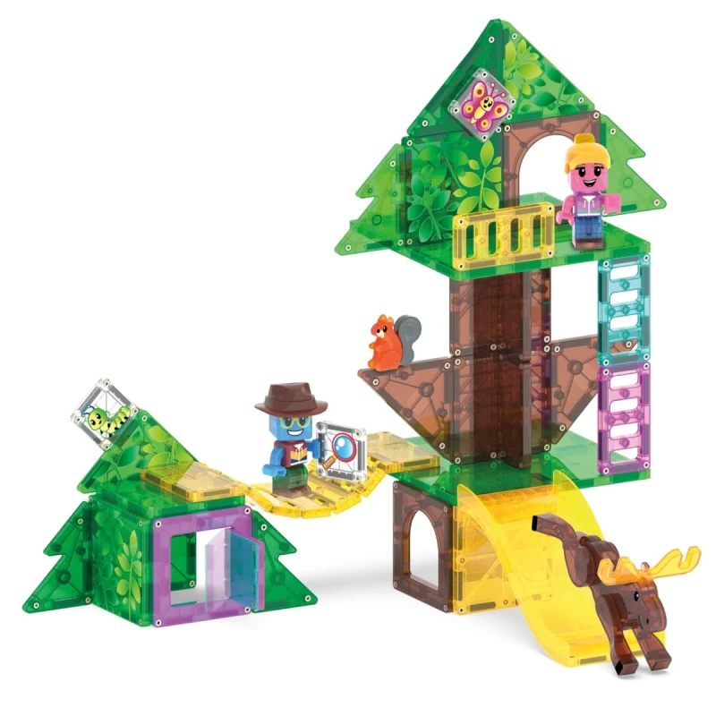Leśna wieża i most z klocków magnetycznych MAGNA-TILES