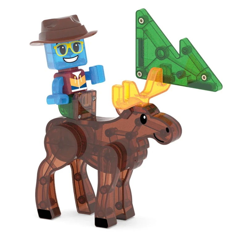 Figurka odkrywcy na łosiu w zestawie MAGNA-TILES Tree Top Adventure