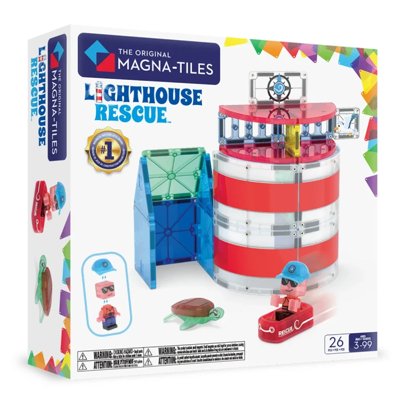 Klocki magnetyczne MAGNA-TILES Lighthouse Rescue 26 elementów opakowanie