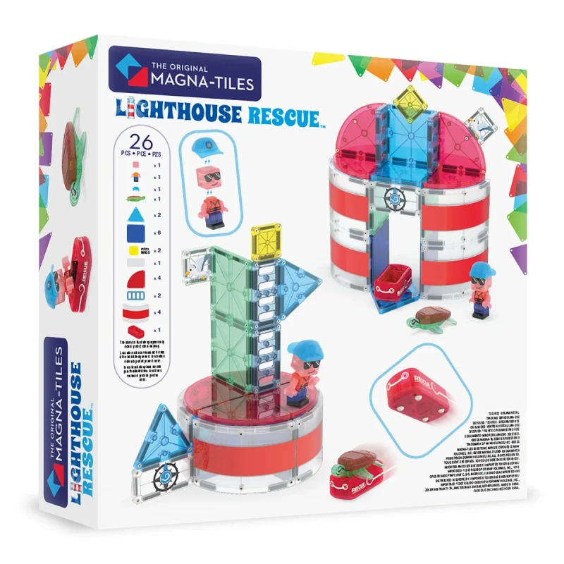 Opakowanie zestawu MAGNA-TILES Lighthouse Rescue 26 elementów tył