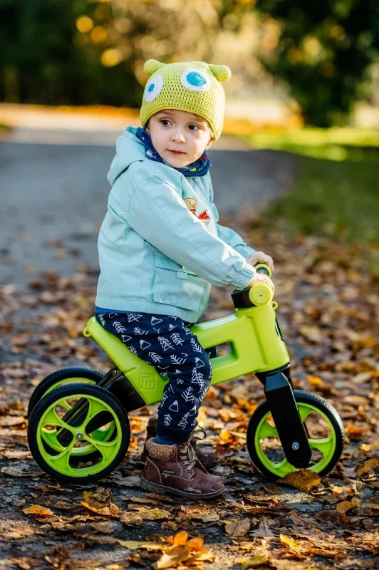 Rowerek biegowy 2w1 FWRider Super Sport Lime 18 m+ | Ciche koła | Pasek do noszenia