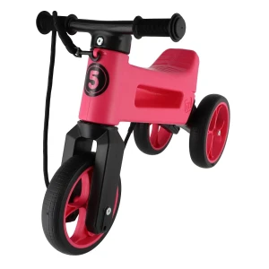 Rowerek biegowy Jeździk 2w1 Pink Różowy 18 m+ z różowymi felgami Ciche koła + Pasek do noszenia dla Rodzica FWRider Super Sport 516491