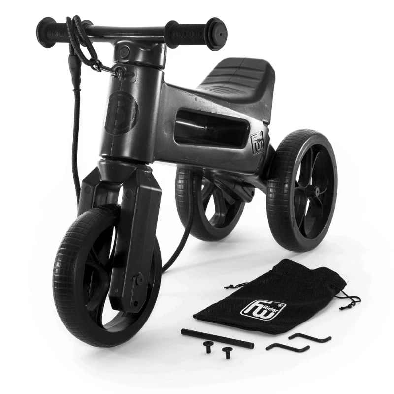 Jeździk 2w1 FWRider All Black z cichymi kołami