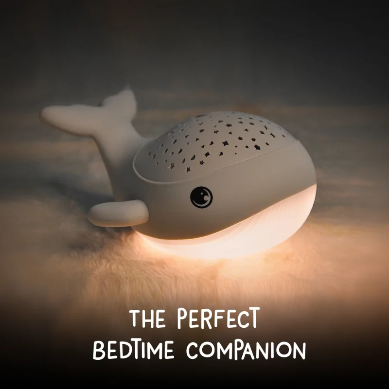 Silikonowa lampka nocna LED Wieloryb Willy Whale z ciepłym światłem 3000 K