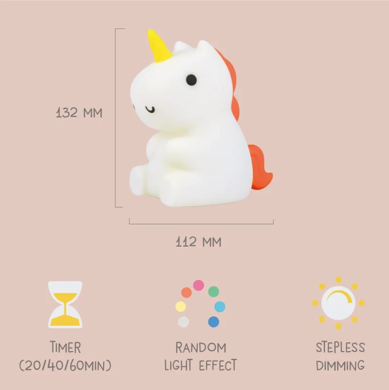 Lampka nocna silikonowa Jednorożec Maggy Magic Eggy & Friends ładowanie USB-C
