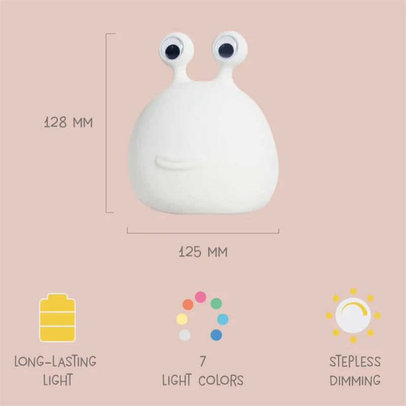 Lampka LED Ślimak Momo Moon Eggy & Friends wymiary i funkcje