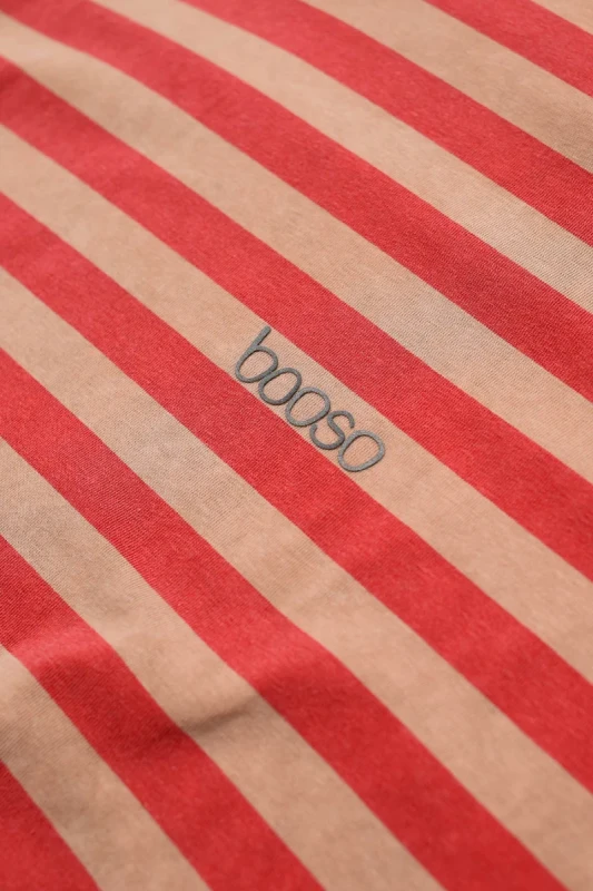 Koszulka dziecięca BOOSO STRIPED TEE Beige Red przód