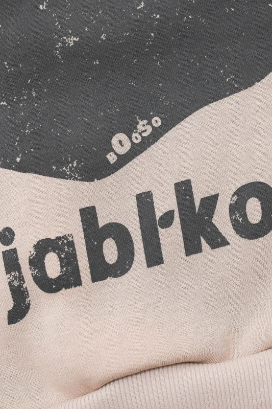 Beżowa bluza dziecięca BOOSO z nadrukiem jabłka