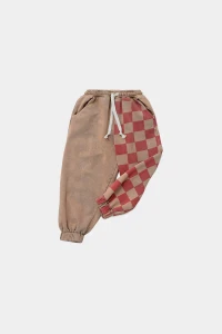 Spodnie 318 DOUBLE CHECKED WIDE PANTS beige/red booso