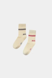 Skarpetki DOUBLE SOCKS ecru/red/beige booso