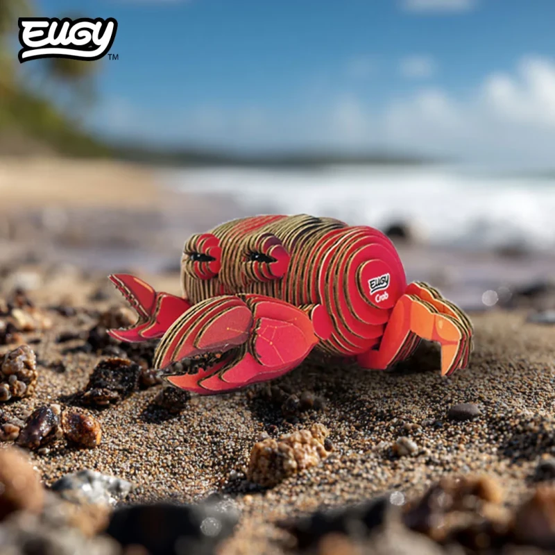 Czerwony krab Eugy model 3D z biodegradowalnego kartonu