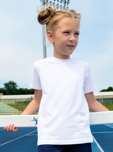 Biały T-shirt na WF dla dzieci TUSS – bawełniana koszulka sportowa