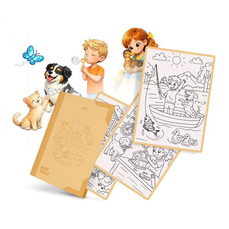 Wkłady do tabletu KIDYDRAW PAD Pets KIDYWOLF z 30 ilustracjami zwierząt