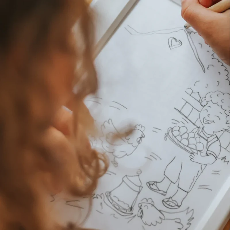 Odrysowywanie ilustracji ze zwierzętami na tablecie KIDYDRAW PAD