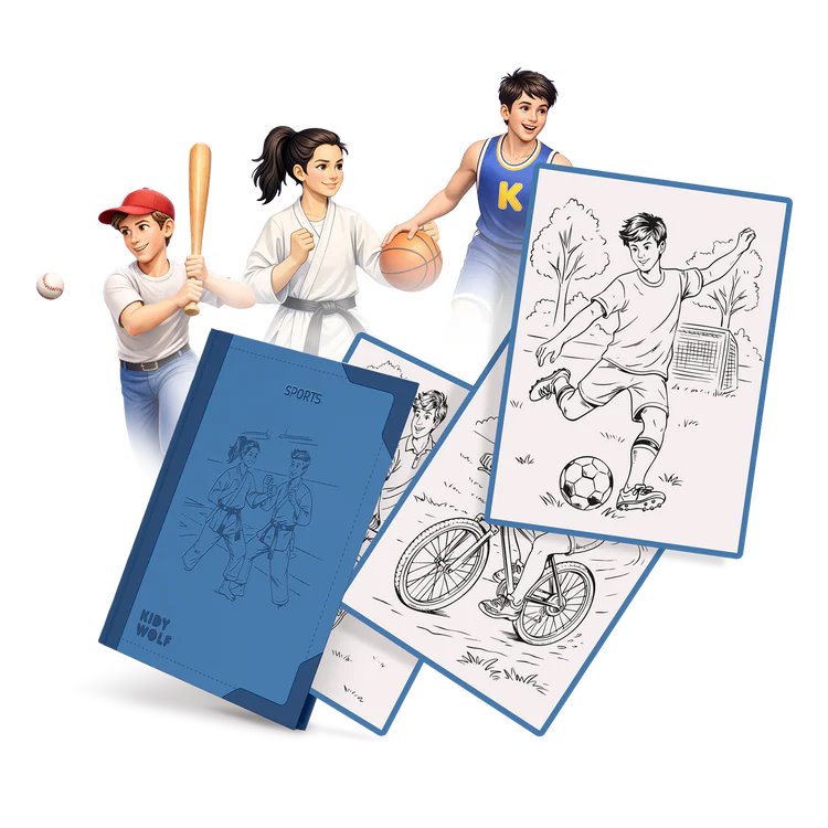 Wkłady KIDYDRAW PAD Sports 8+ KIDYWOLF z 30 ilustracjami sportowymi