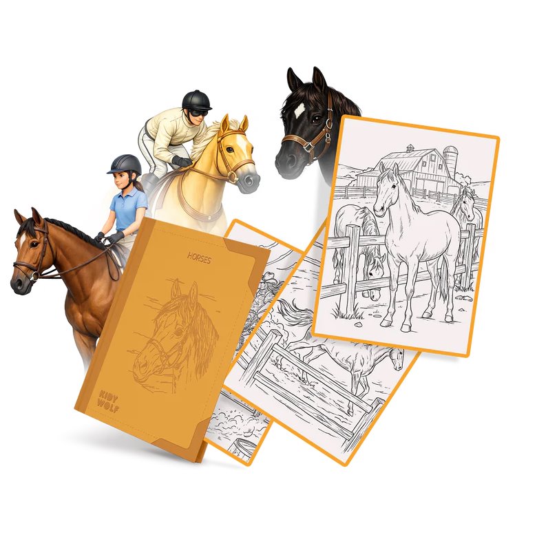 Wkłady KIDYDRAW PAD Horses 8+ KIDYWOLF z ilustracjami koni