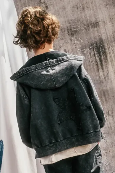 Czarna bluza dziecięca na zamek booso premium