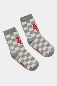 Skarpetki CHECKED CLASSIC BOOSO SOCKS GRAY/ECRU/RED booso