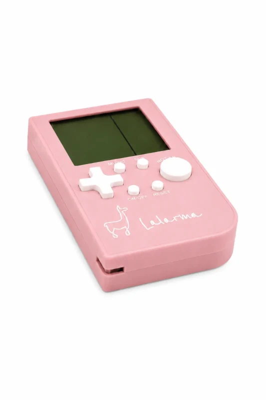 Przenośna konsola retro Lalarma różowa widok pod kątem