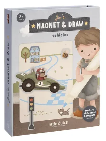 Magnetyczna książeczka kreatywna Jim & Friends 3+ Little Dutch – opakowanie zestawu
