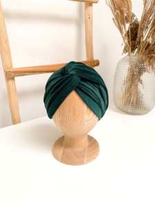 Opaska Turband Maxi VELVET ciepła BOTTLE GREEN