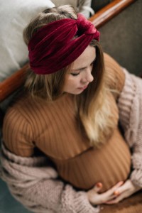 Opaska Turband Maxi VELVET ciepła CRIMSON RED