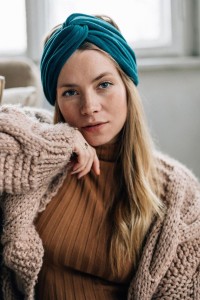 Opaska Turband Maxi VELVET ciepła AQUA