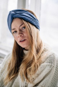 Opaska Turband Maxi VELVET ciepła DUSTY BLUE